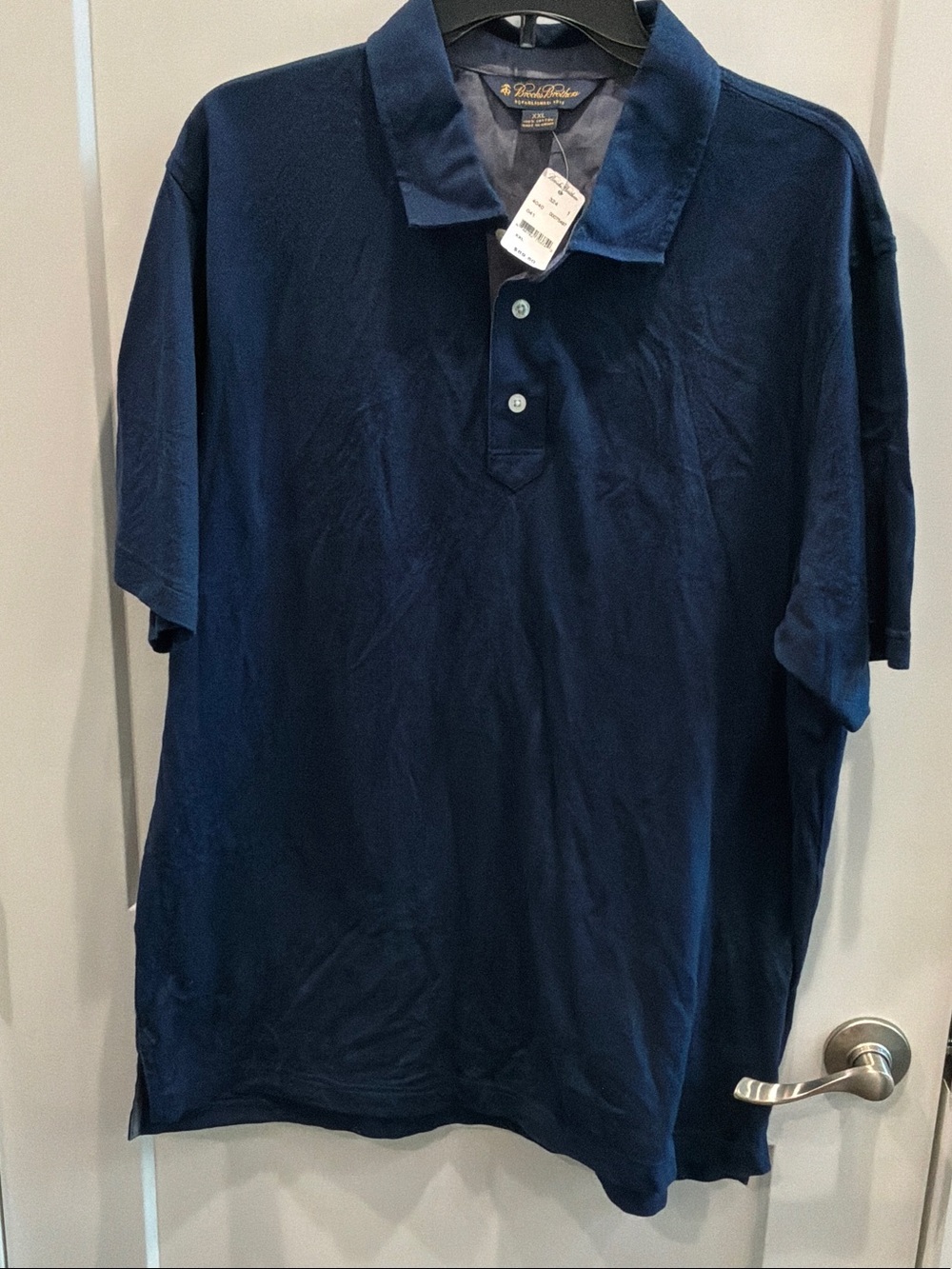 NWT Brooks Brothers Navy Blue Short-Sleeve Polo XXL Cotton Reg 89.50 Mens
